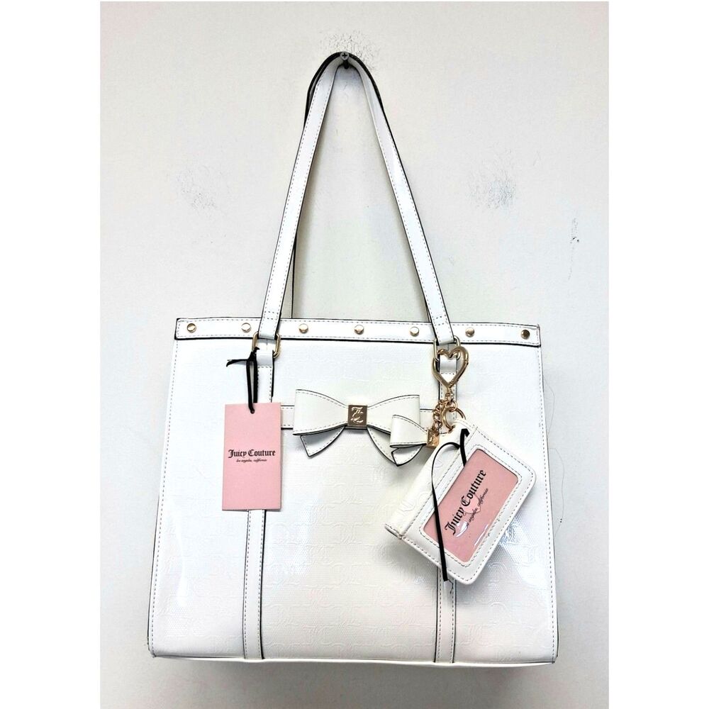 NWT Juicy Couture White Faux Leather Tote Bag and Wallet
